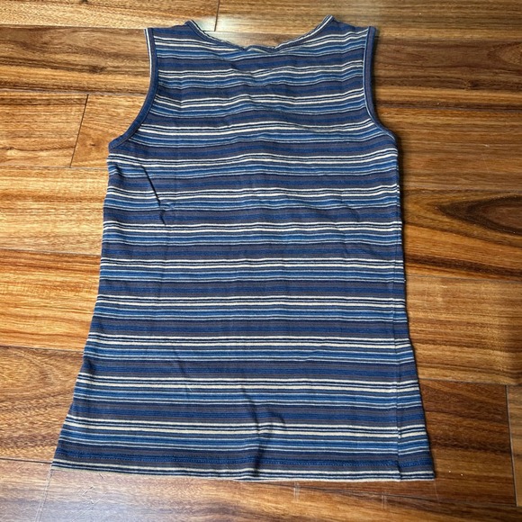 Wet Seal Y2K Striped Lace Up Tank Top Women's Sleeveless Casual Blue Brown Small - Picture 7 of 8